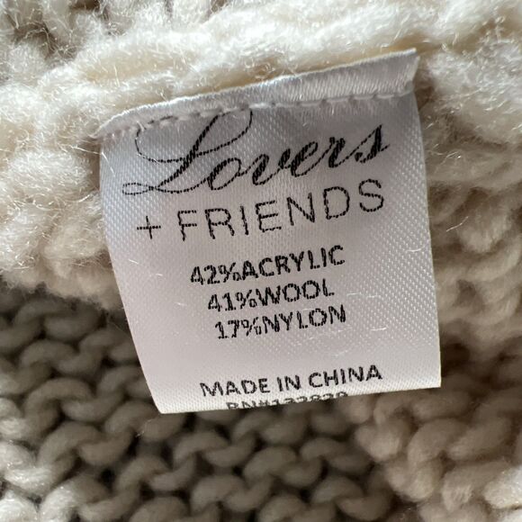 Lovers + Friends NWT Sweater Size Small Oatmeal Loose Knit Wool Blend Fisherman - Picture 6 of 8